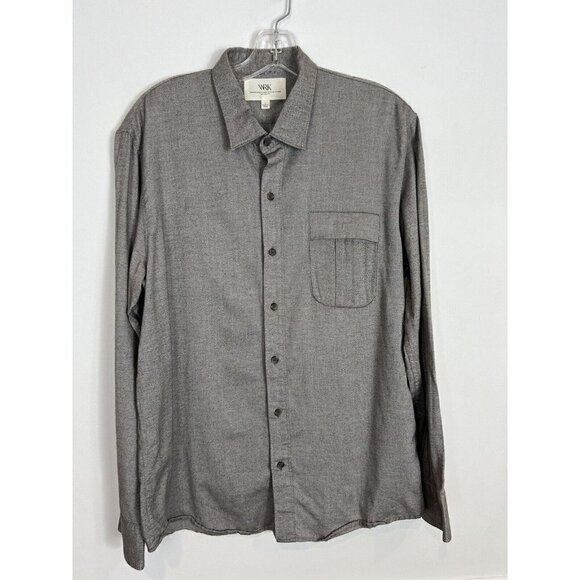 WRK Other - WRK Shirt Men’s Size Large Button Up Brown Casual Dress Collared Pocket Cotton